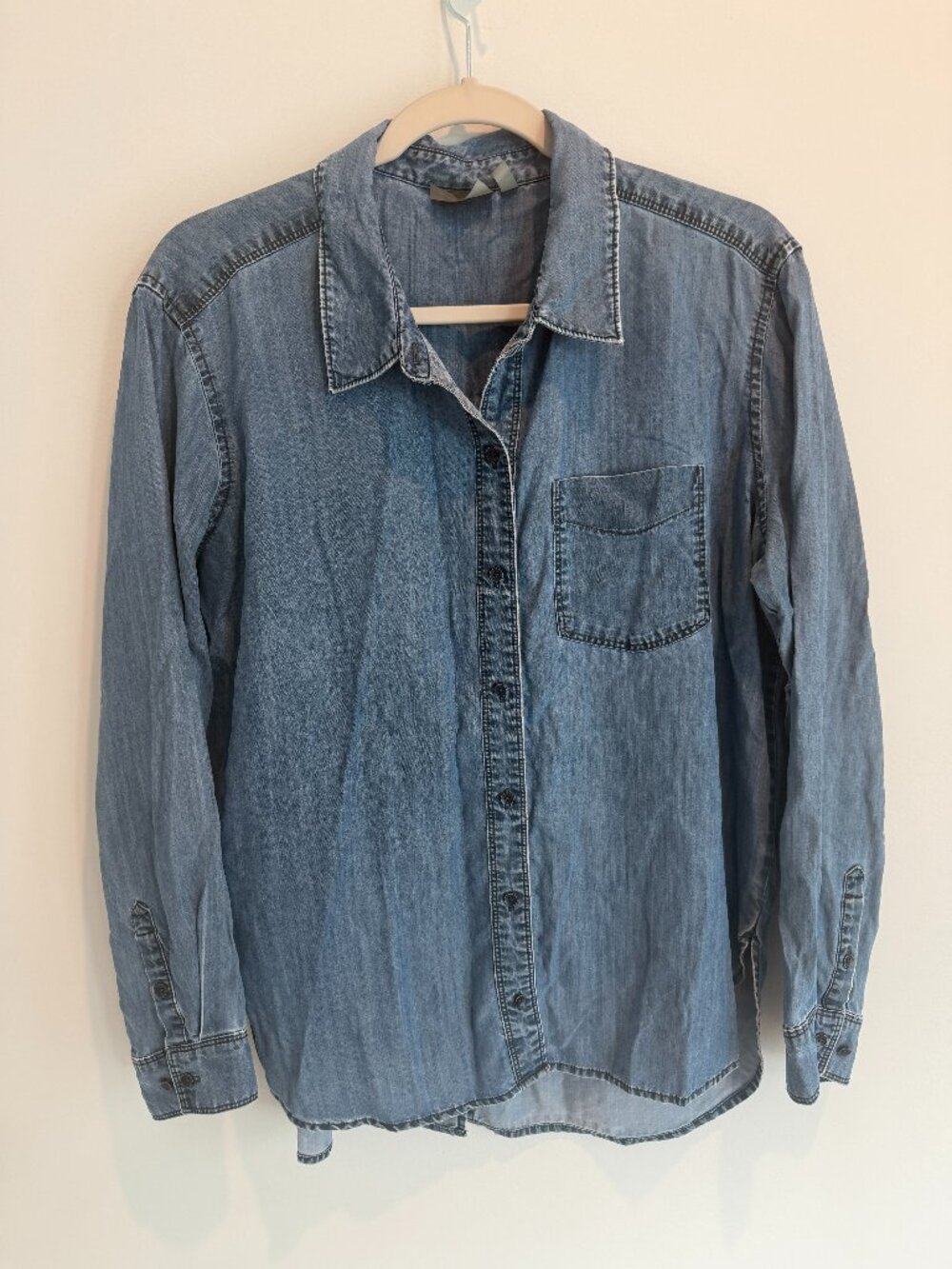Athleta TENCEL™ Lyocell Denim Button Down Shirt - Women's Size Large Petite